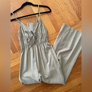 Lulu's Sage Green Jumpsuit with Tie Front